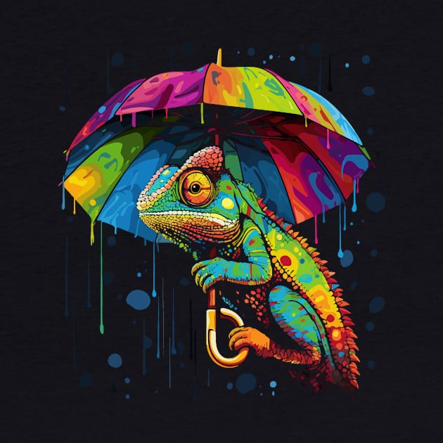 Chameleon Rainy Day With Umbrella by JH Mart